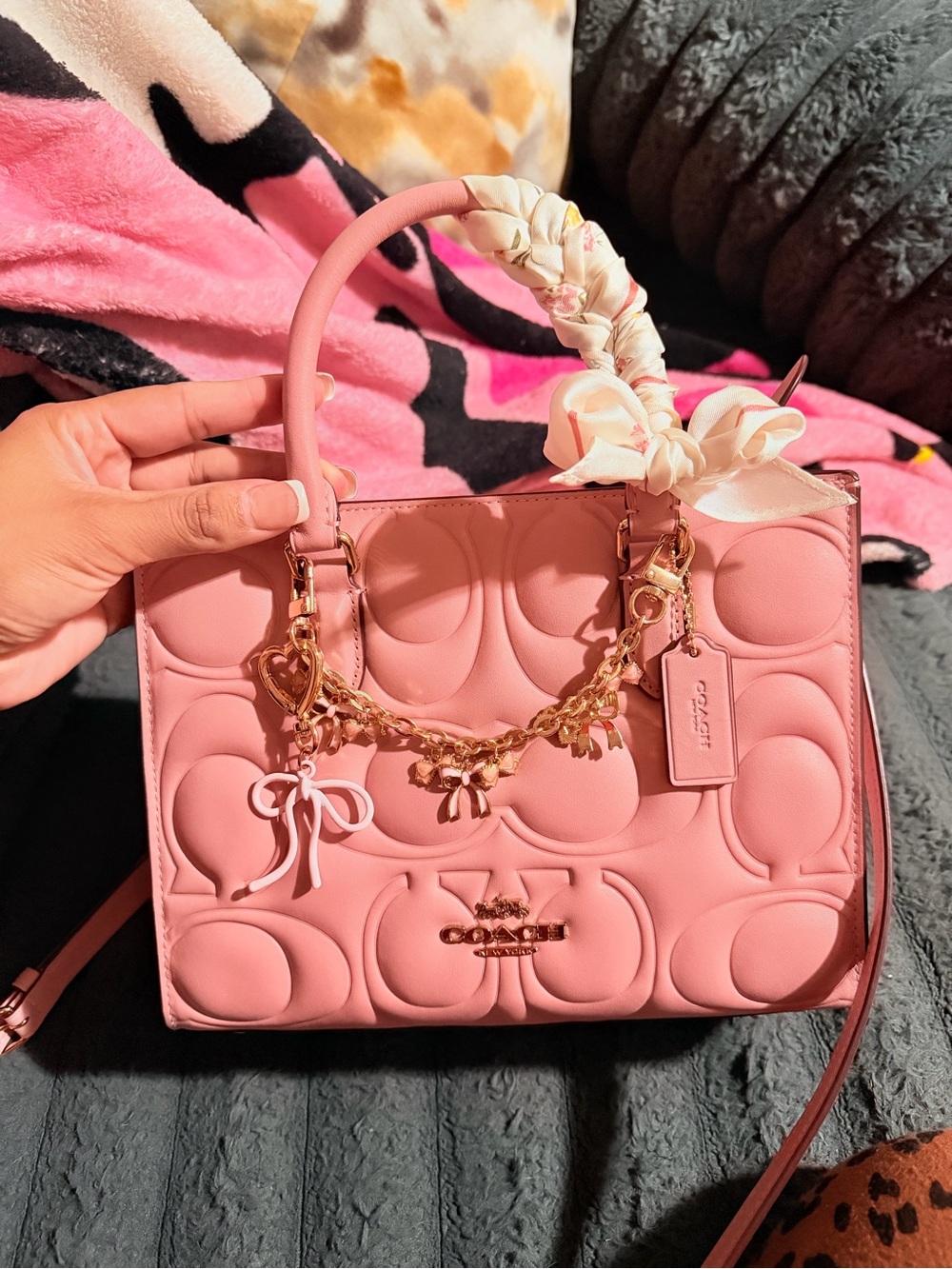Coach Pink Quilted Signature Satchel with Matching Wallet pink petal - Picture 2 of 8